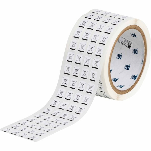 WEEE Labels, 0.5in H x 0.4in W, Roll of 5000 Labels, Black on White